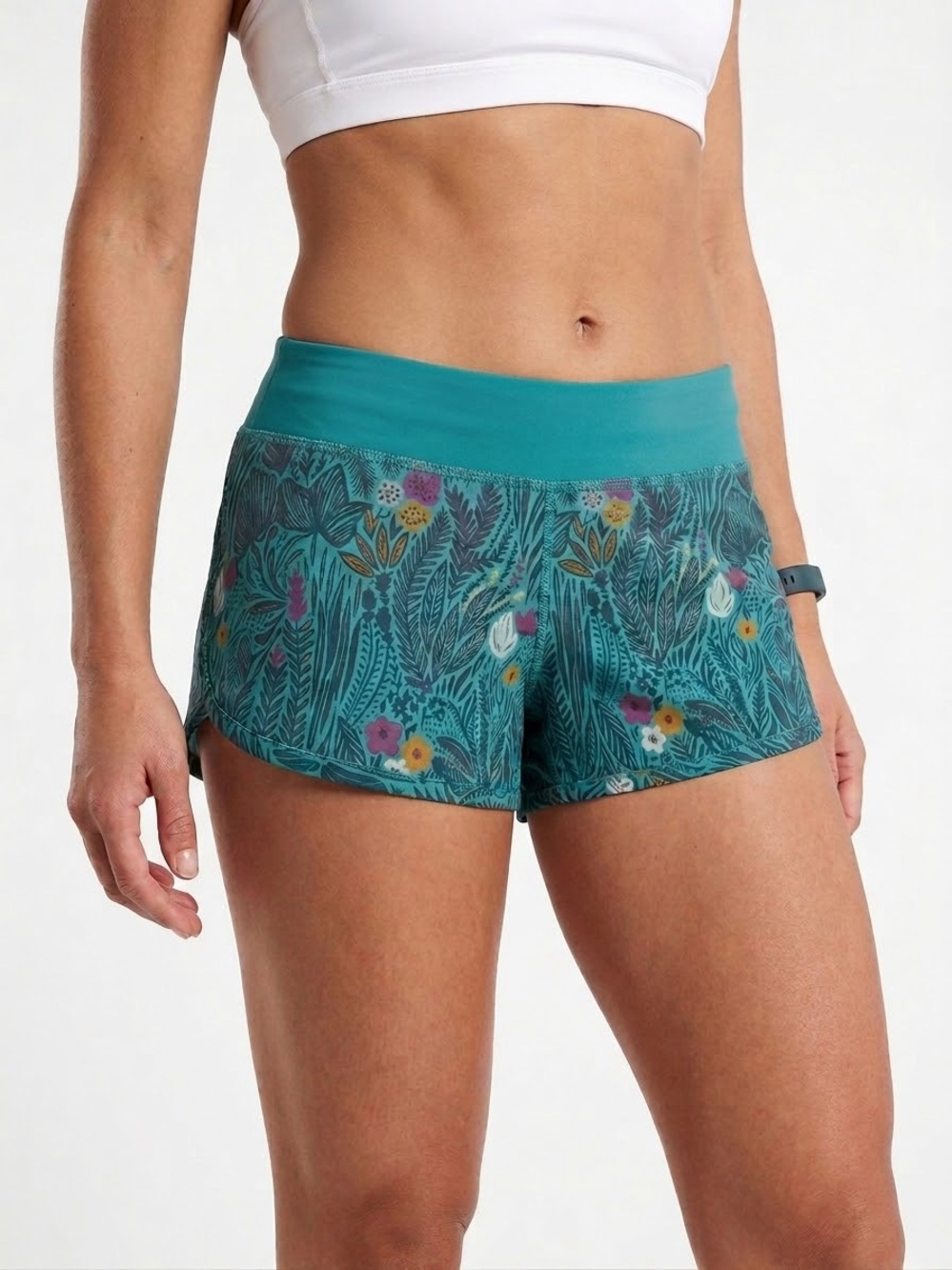 Rabbit running shorts women’s small S floral teal